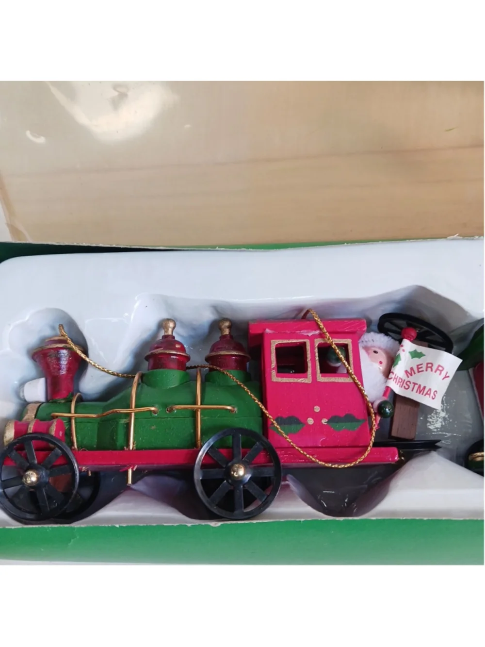 1985 Kurt S. Adler SANTA'S WORLD Christmas Handcrafted Wooden Train Set w/box